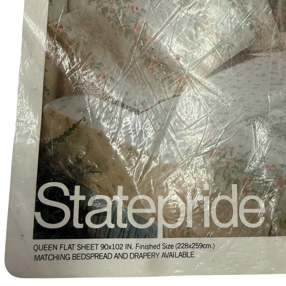 New‎ Statepride Flat Sheet Queen White NEW Daisy Dream Floral Scalloped Vintage